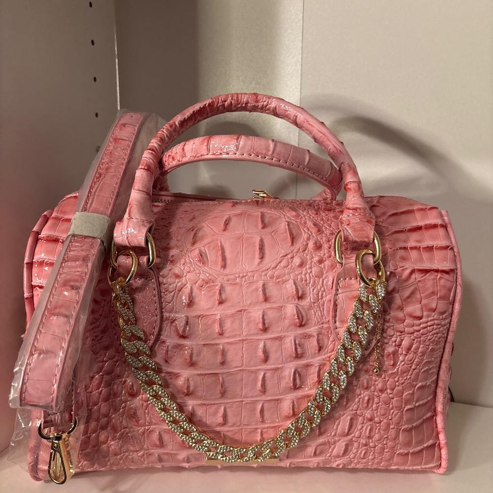 Pink croc handbag